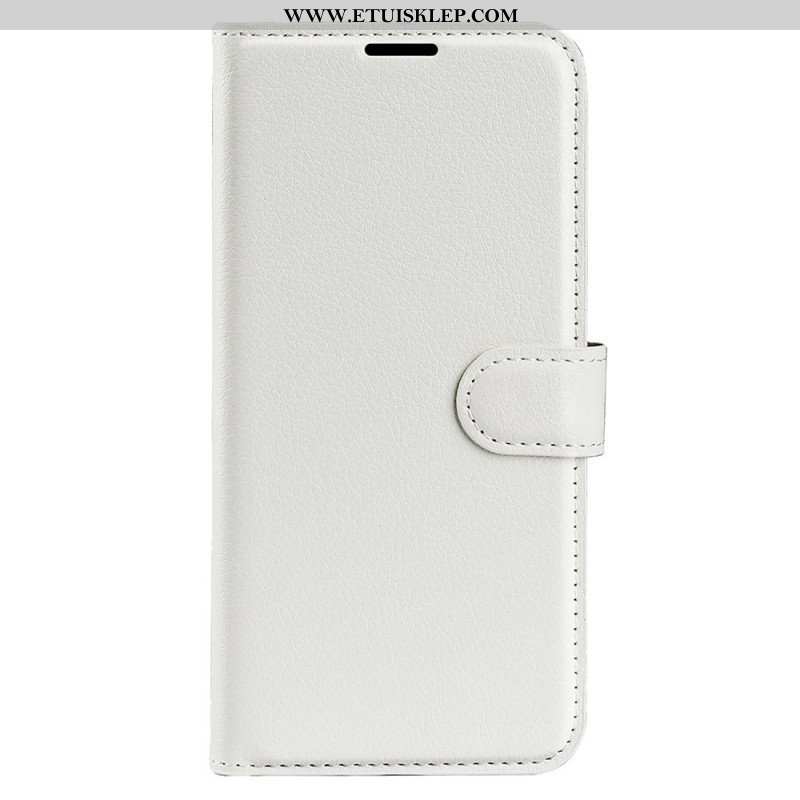 Etui Folio do iPhone 15 Pro Max Klasyczna Sztuczna Skóra Litchi